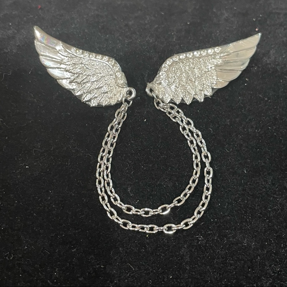 Stainless steel angel wings pin/brooch